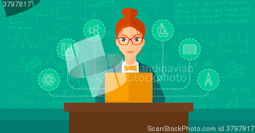 Image of Woman studying with laptop.