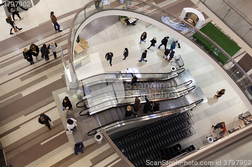 Image of People traffic the trade centre