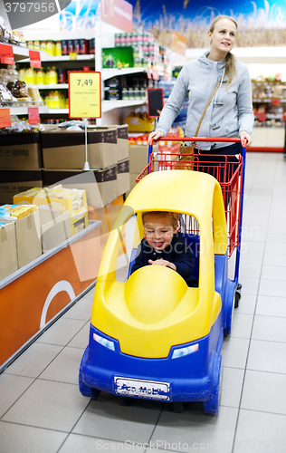 Image of Child friendly supermarket shopping