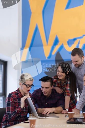 Image of startup business team on meeting at modern office