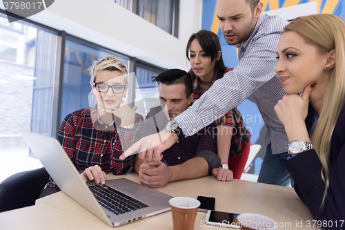 Image of startup business team on meeting at modern office