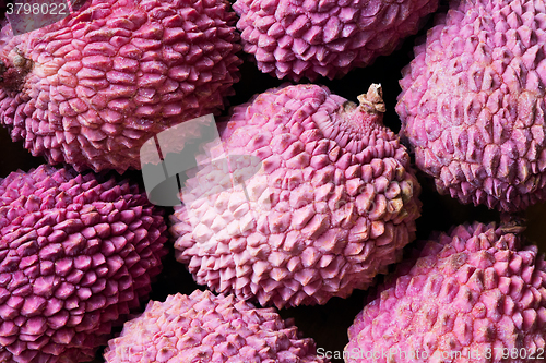 Image of Lychee fruit, closeup (litchi, liechee, or lichee)