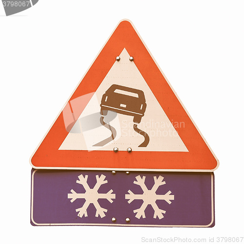 Image of  Slippery road sign vintage