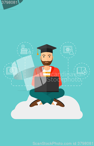 Image of Graduate sitting on cloud.
