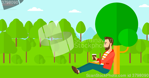 Image of Man using laptop for education.
