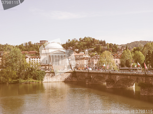 Image of Retro looking River Po Turin