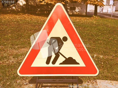 Image of  Road work sign vintage