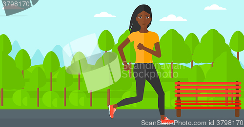 Image of Sportive woman jogging.