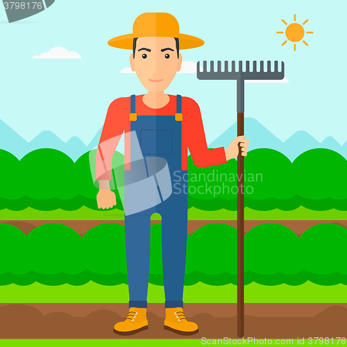 Image of Farmer with rake.