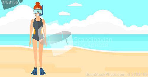 Image of Woman with swimming equipment.