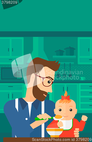 Image of Man feeding baby.