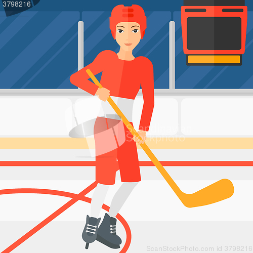 Image of Ice-hockey player with stick.