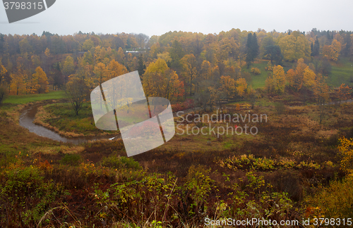 Image of Autumn forest and curving river