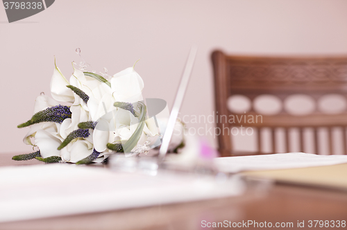 Image of Wedding bouquet of white flowers