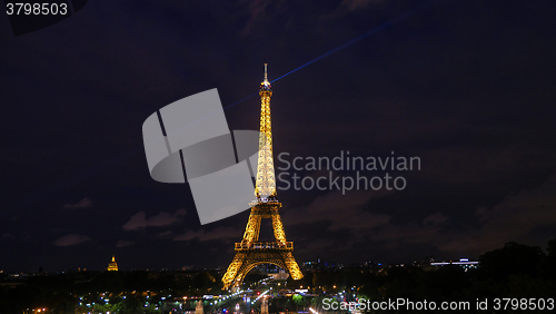 Image of View of the light show on the Eiffel Tower, Paris