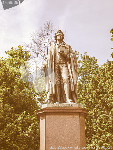 Image of Schiller statue in Frankfurt vintage