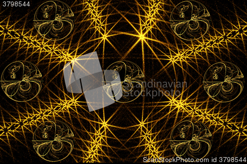 Image of Fractal images: glowing bright yellow rays