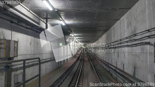 Image of Subway rails in tunnel 