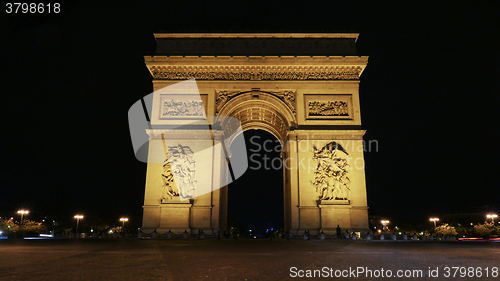 Image of Famous Champs-Elysees arch at night