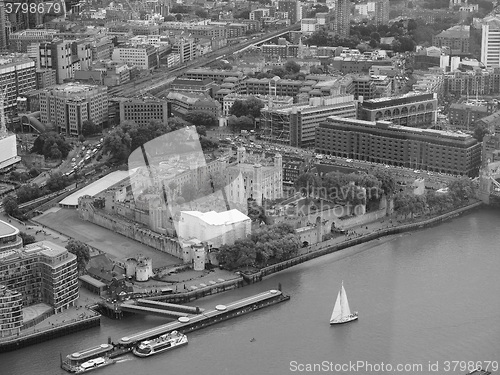 Image of Black and white Aerial view of London