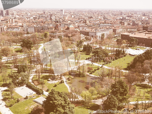 Image of Retro looking Milan aerial view