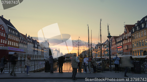 Image of Copenhagen harbor at sunset