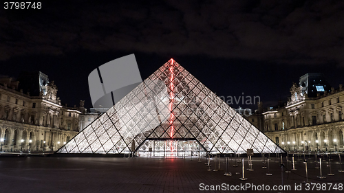 Image of Illuminated glass pyramid at the Louvre, Paris