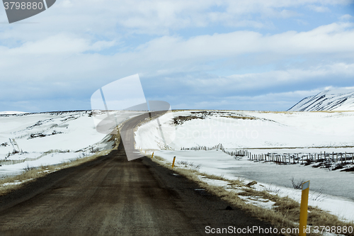Image of Lonely road in Iceland, wintertime