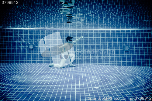 Image of Underwater pool portraying Superman