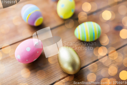 Image of close up of colored easter eggs