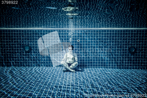 Image of Persons lies under water in a swimming pool