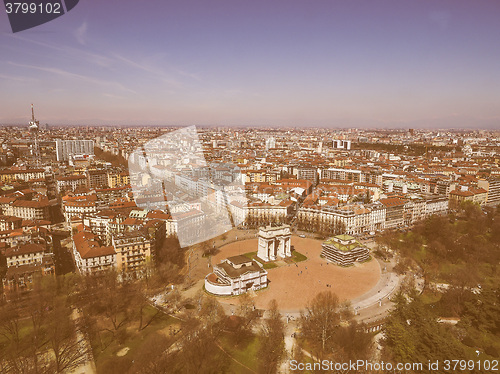Image of Retro looking Milan aerial view