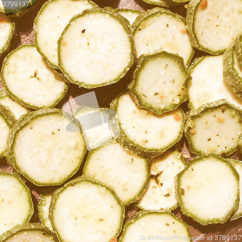 Image of Retro looking Courgettes zucchini