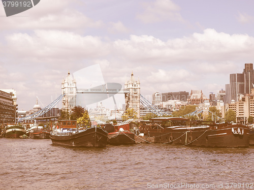 Image of River Thames and Tower Bridge, London vintage