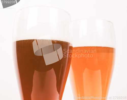 Image of Retro looking Two glasses of German beer