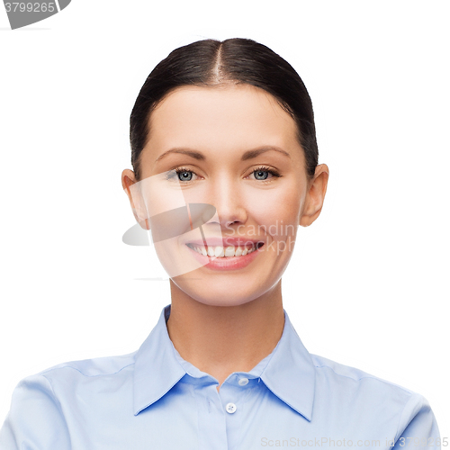 Image of happy smiling young woman face or portrait