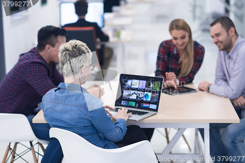 Image of startup business team on meeting at modern office