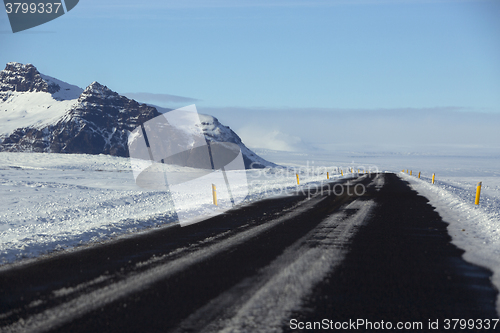 Image of Snowy road conditions in Iceland