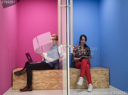 Image of group of business people in creative working  space