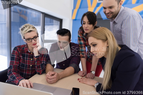 Image of startup business team on meeting at modern office