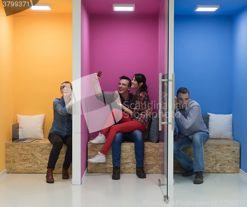 Image of group of business people in creative working  space