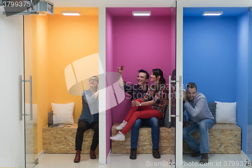 Image of group of business people in creative working  space