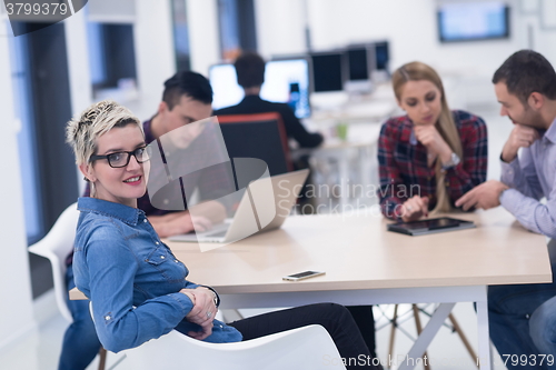 Image of startup business team on meeting at modern office