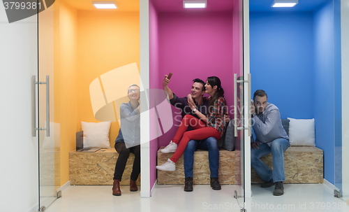 Image of group of business people in creative working  space