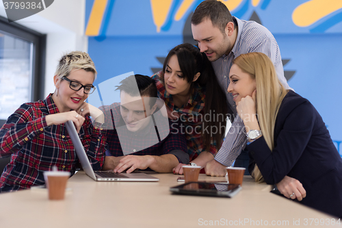 Image of startup business team on meeting at modern office