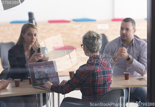 Image of startup business team on meeting at modern office