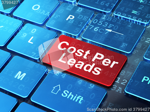 Image of Finance concept: Cost Per Leads on computer keyboard background