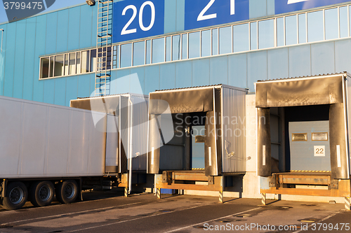 Image of warehouse gates and truck loading