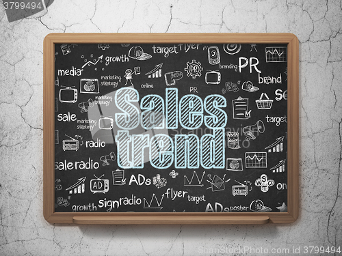 Image of Marketing concept: Sales Trend on School Board background
