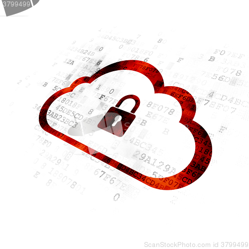 Image of Cloud computing concept: Cloud With Padlock on Digital background